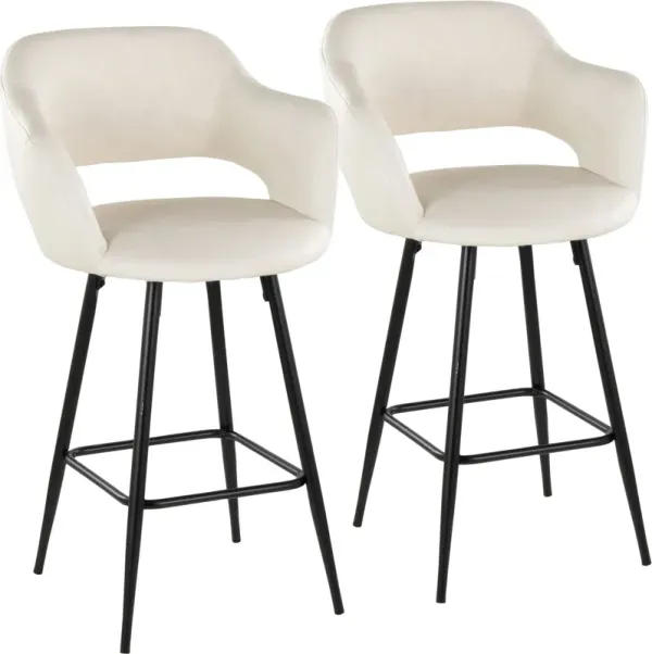 Daina Set of 2 Counter-Height Stools - Cream/Black