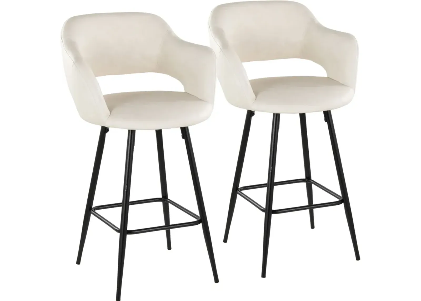 Daina Set of 2 Counter-Height Stools - Cream/Black