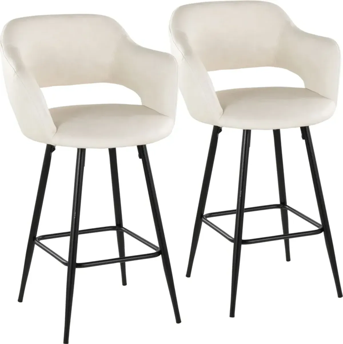 Daina Set of 2 Counter-Height Stools - Cream/Black