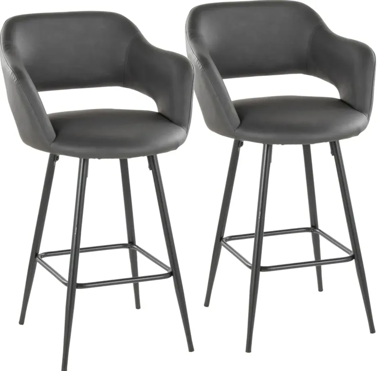 Daina Set of 2 Counter-Height Stools - Gray/Black