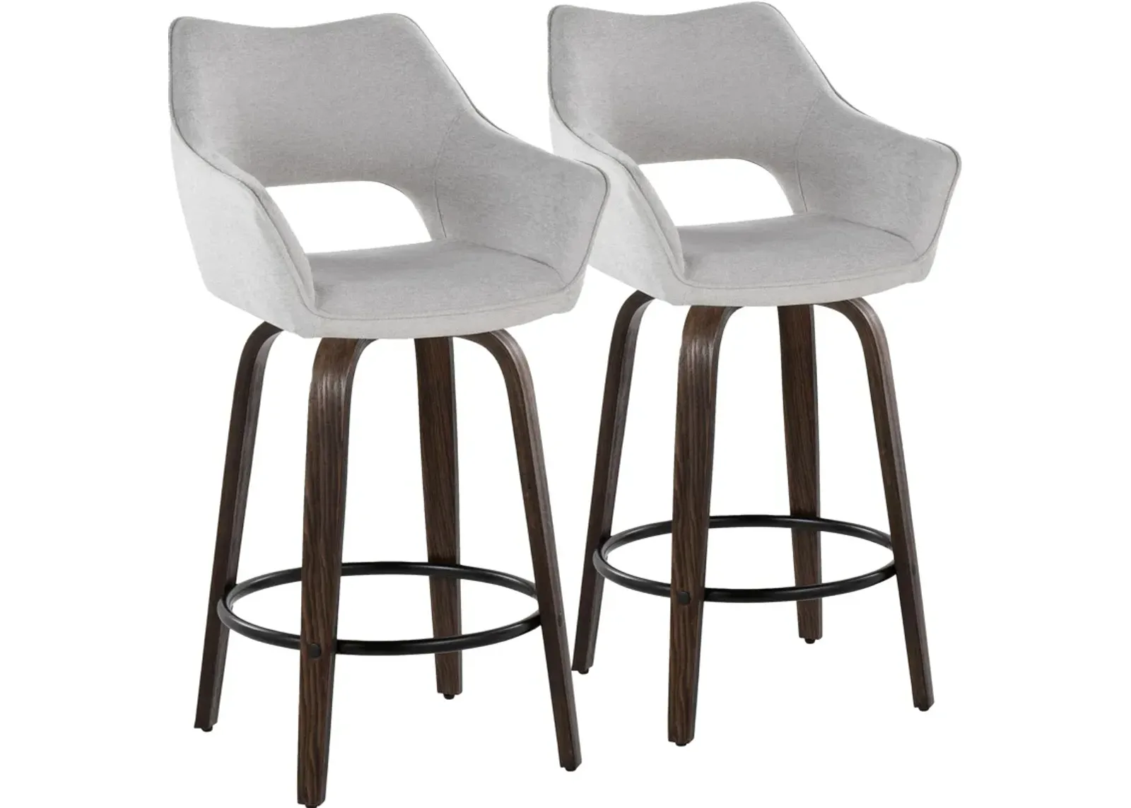 Casio Set of 2 Swivel Counter-Height Stools - Gray/Dark Walnut