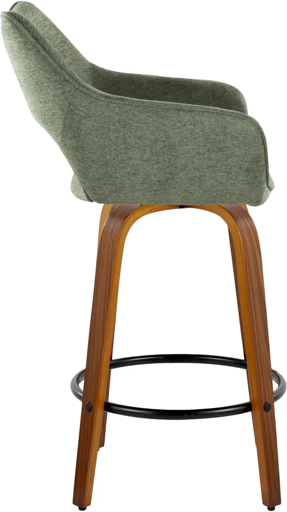 Casio Set of 2 Swivel Counter-Height Stools - Green/Light Walnut