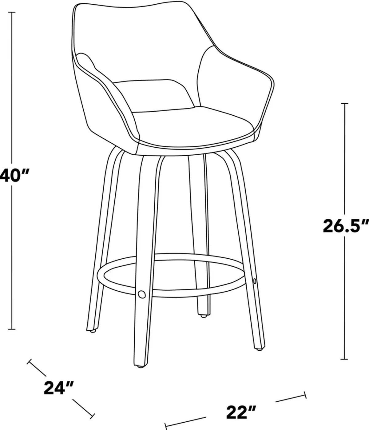 Casio Set of 2 Swivel Counter-Height Stools - Green/Light Walnut