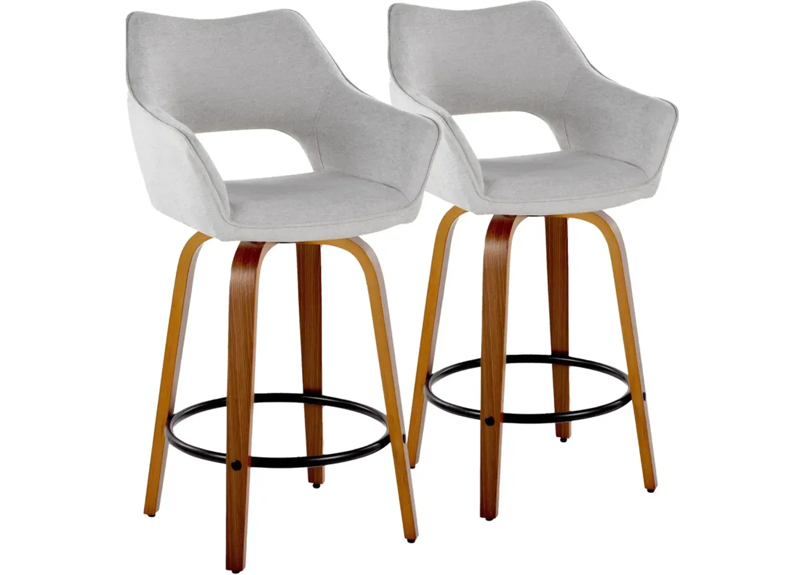 Casio Set of 2 Swivel Counter-Height Stools - Gray/Light Walnut