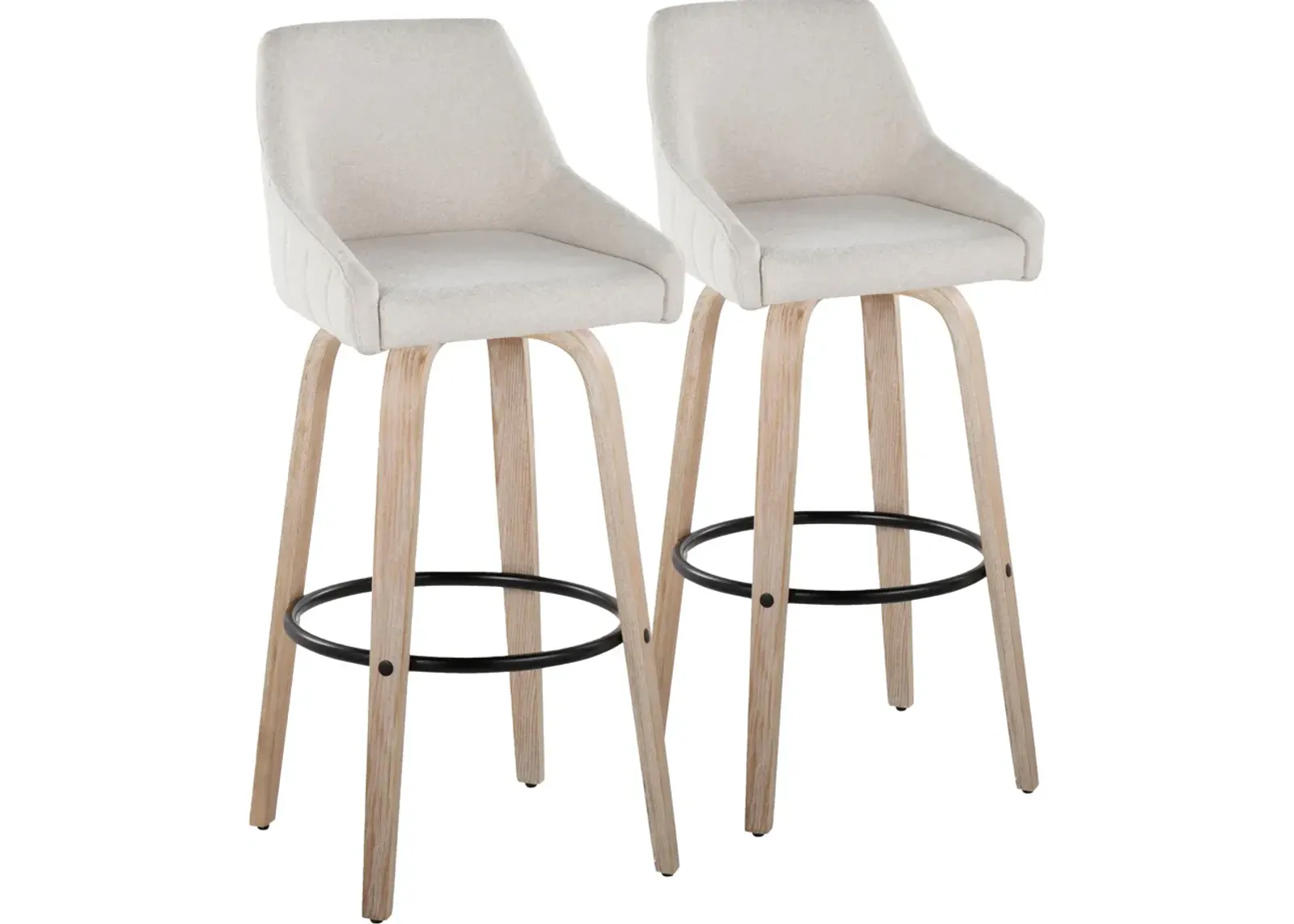 Neo Set of 2 Swivel Bar Stools - Cream