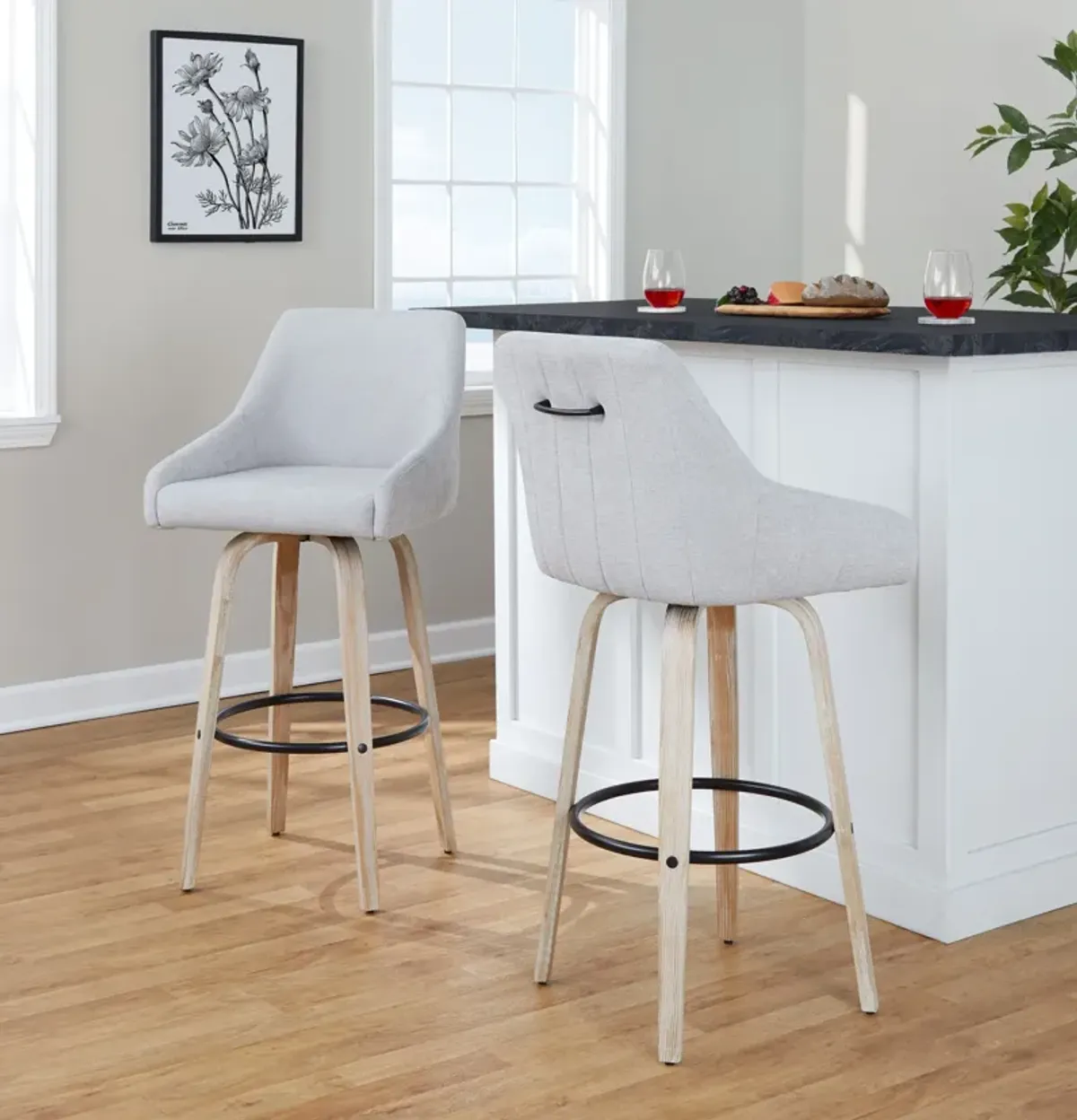 Neo Set of 2 Swivel Bar Stools - Gray