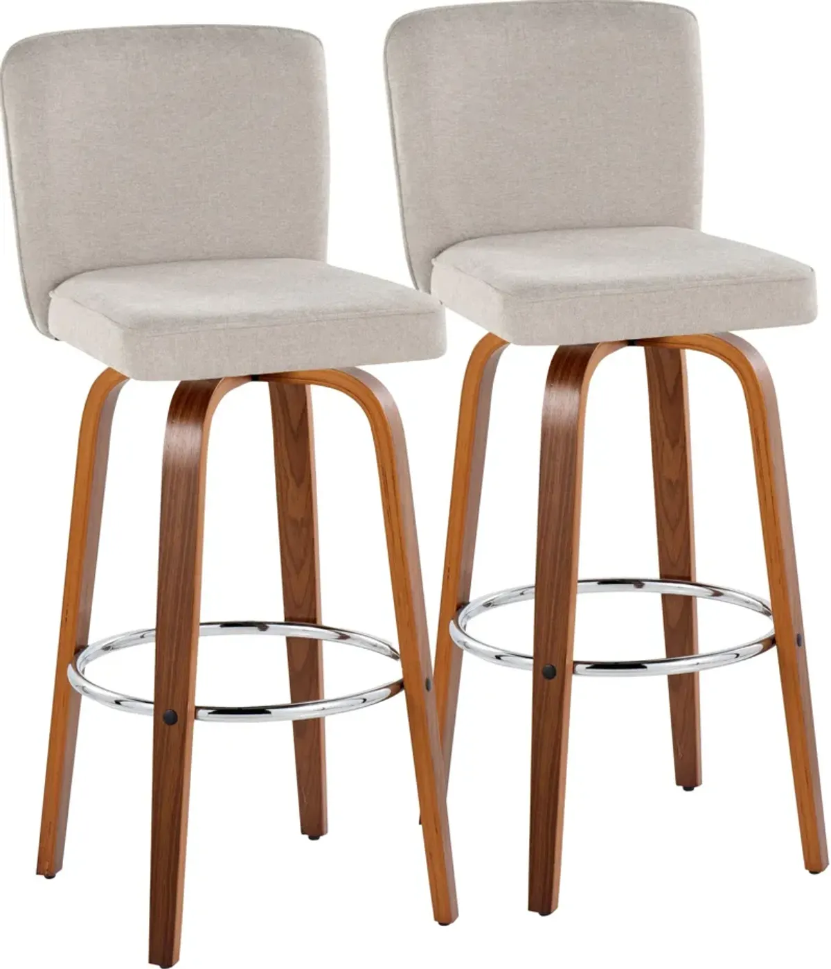 Robby Set of 2 Swivel Bar Stools - Beige