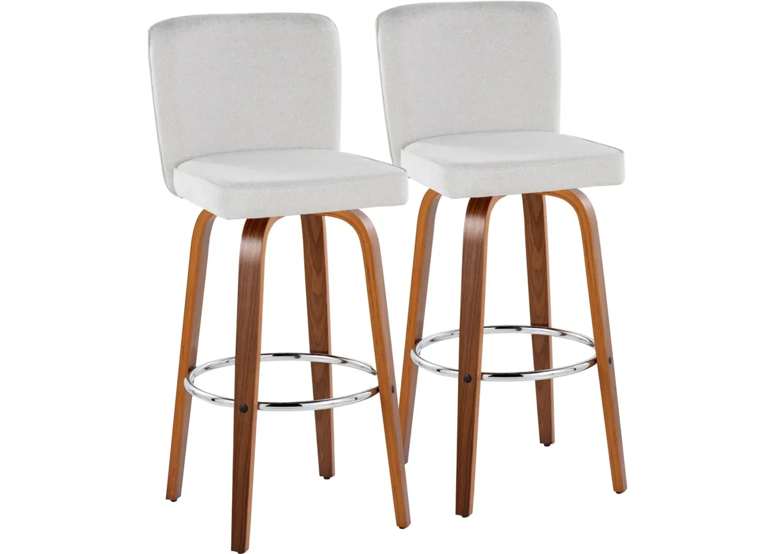 Robby Set of 2 Swivel Bar Stools - White