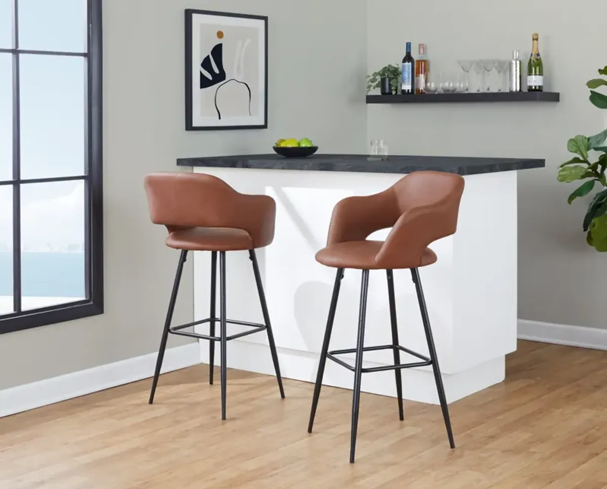 Daina Set of 2 Bar Stools - Brown/Black