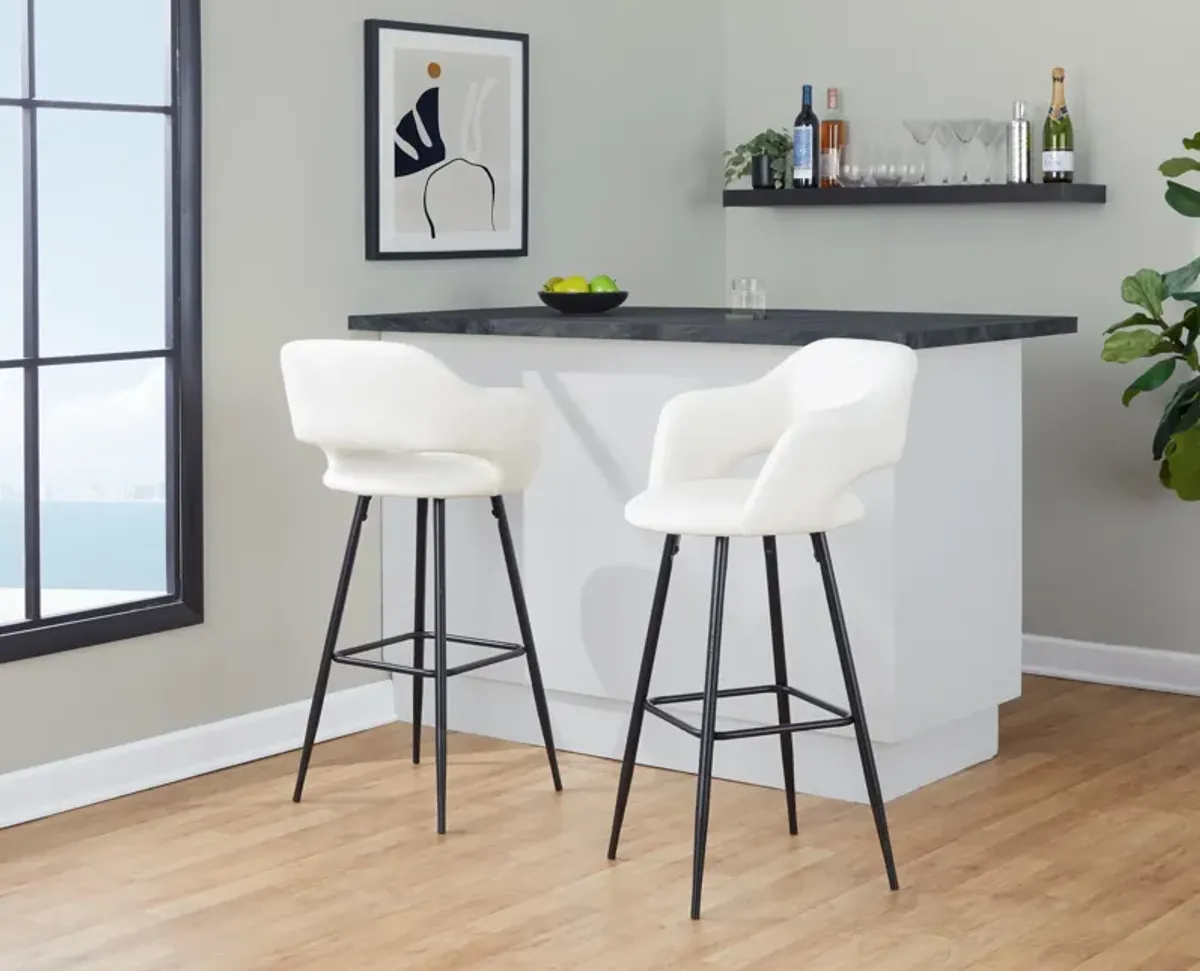 Daina Set of 2 Bar Stools - Cream/Black