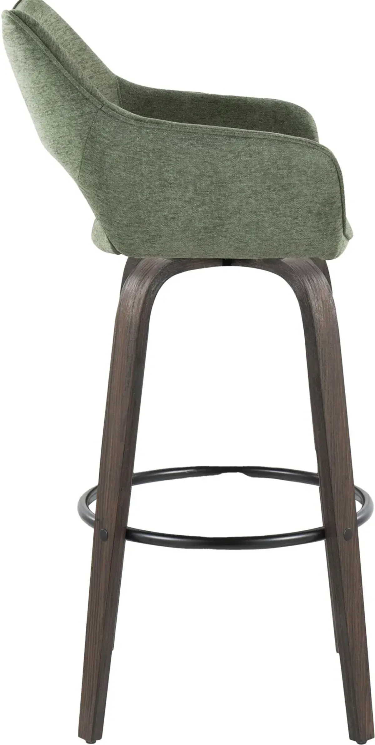 Casio Set of 2 Swivel Bar Stools - Green/Dark Walnut