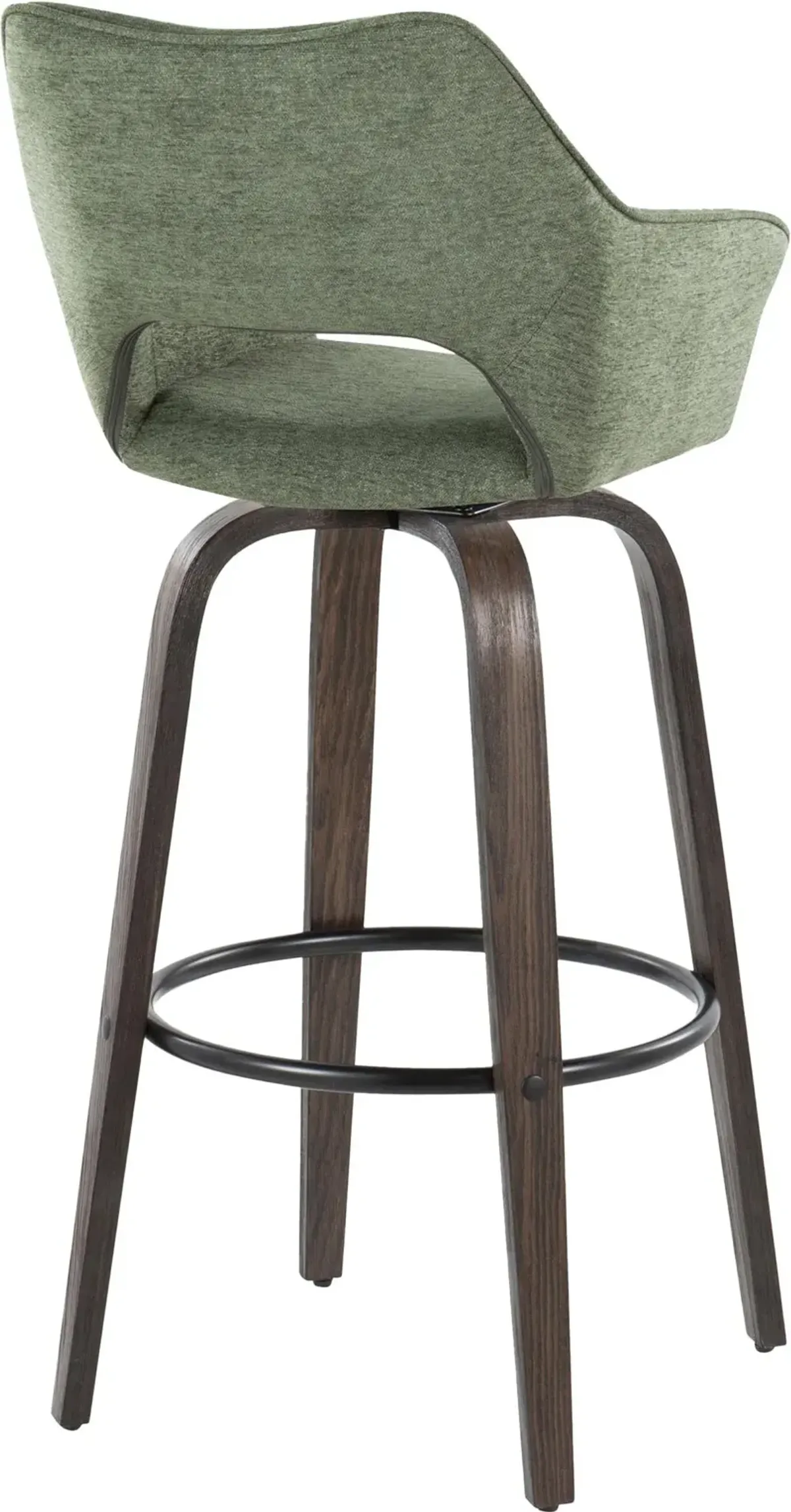 Casio Set of 2 Swivel Bar Stools - Green/Dark Walnut