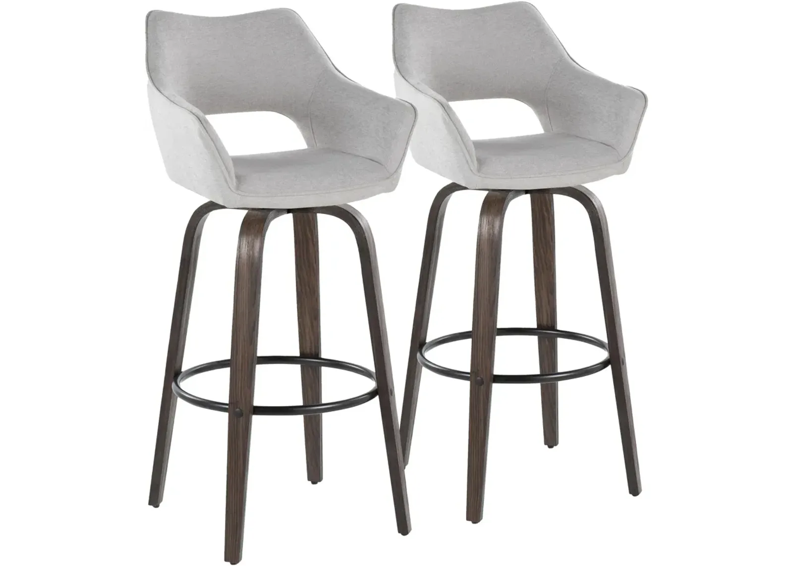 Casio Set of 2 Swivel Bar Stools - Gray/Dark Walnut