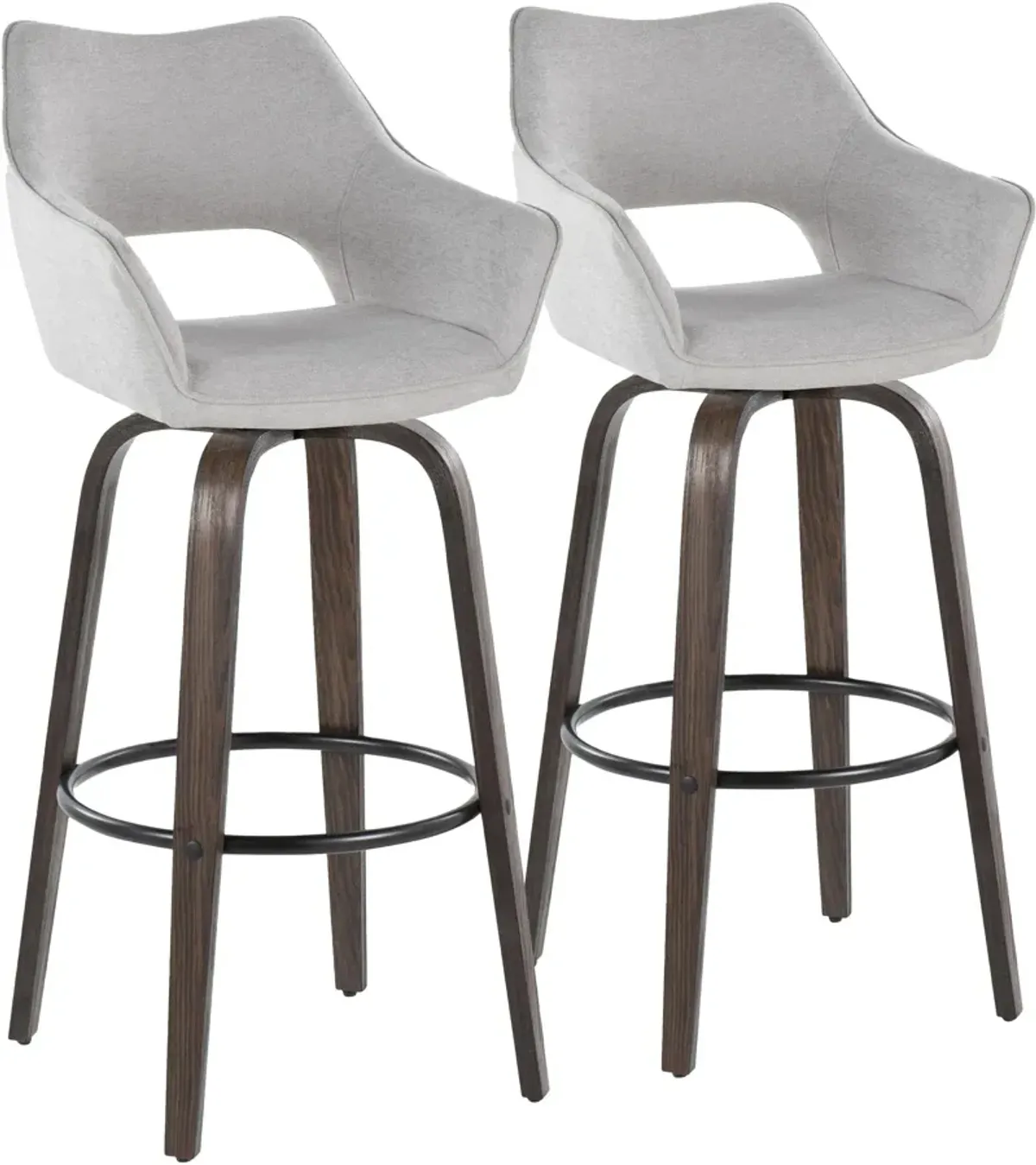 Casio Set of 2 Swivel Bar Stools - Gray/Dark Walnut