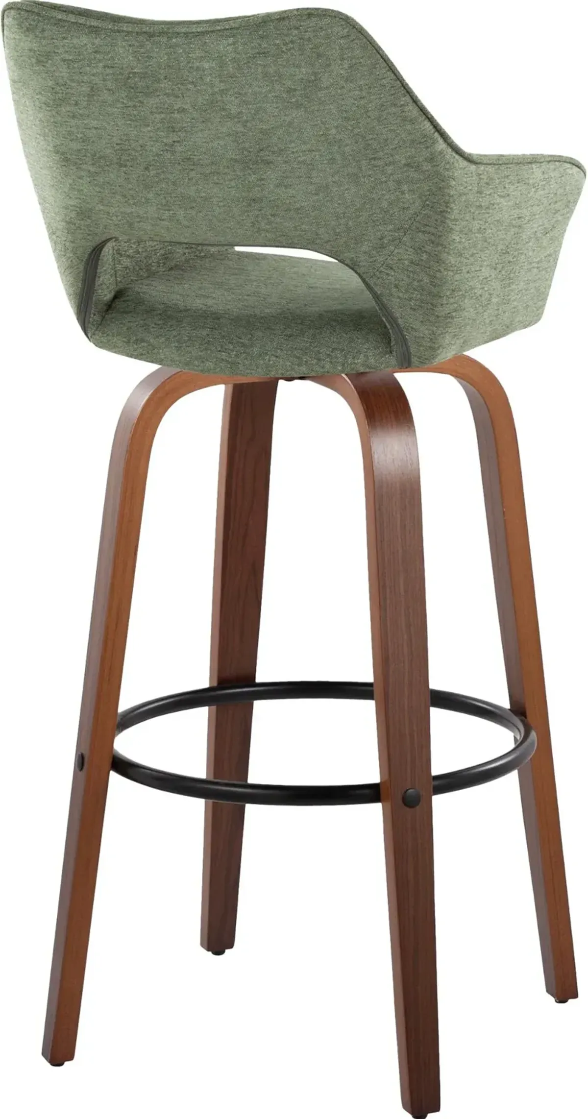 Casio Set of 2 Swivel Bar Stools - Green/Light Walnut