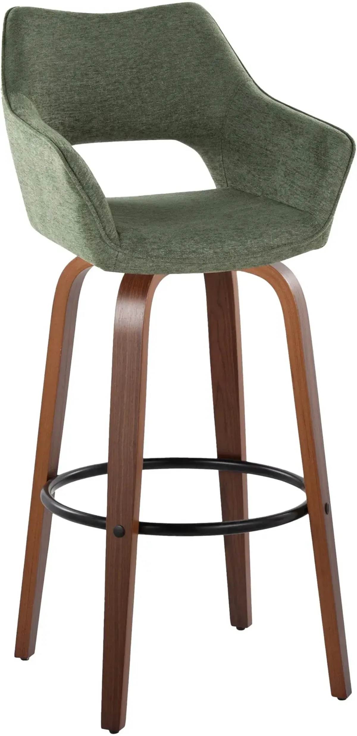 Casio Set of 2 Swivel Bar Stools - Green/Light Walnut