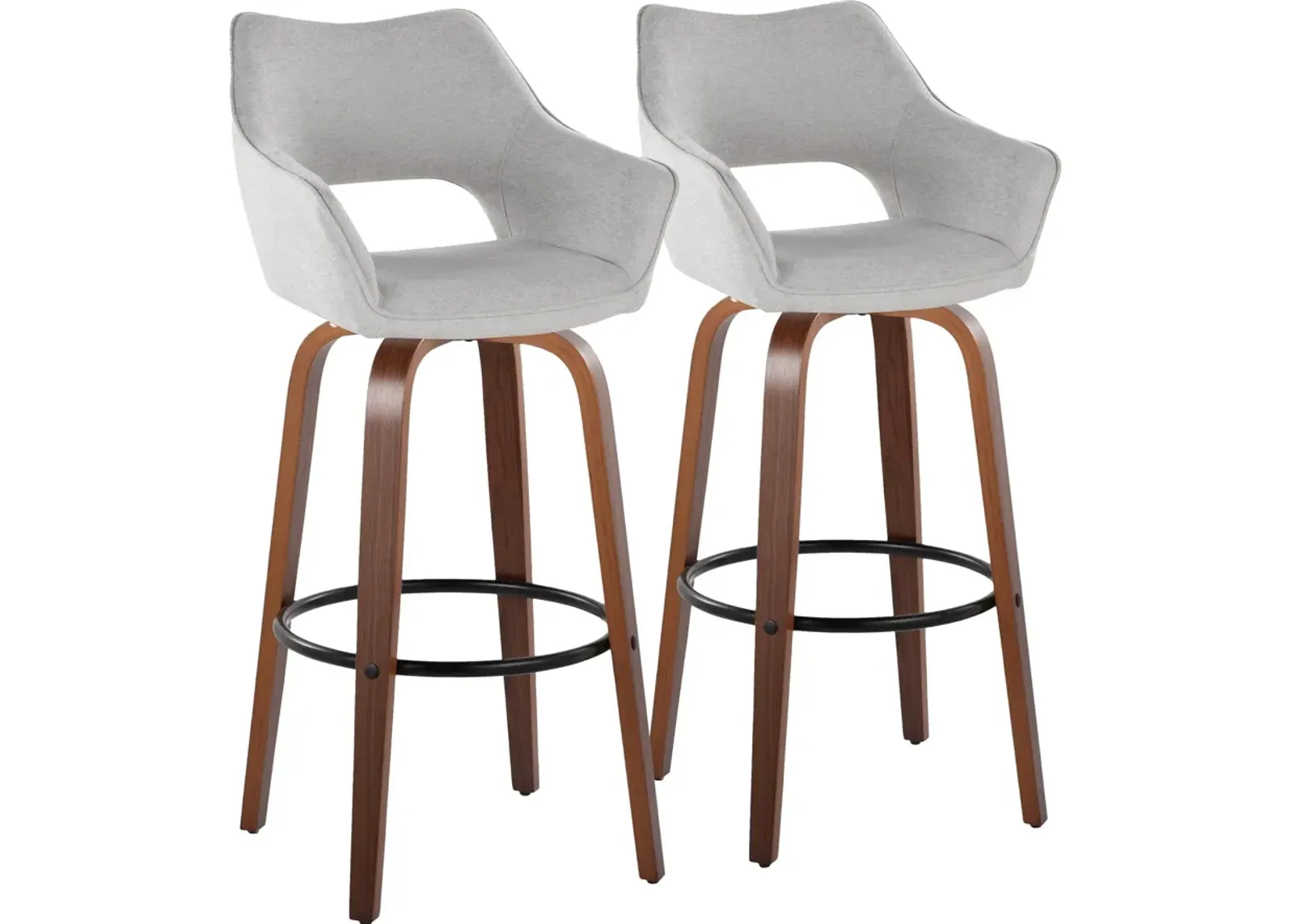 Casio Set of 2 Swivel Bar Stools - Gray/Light Walnut