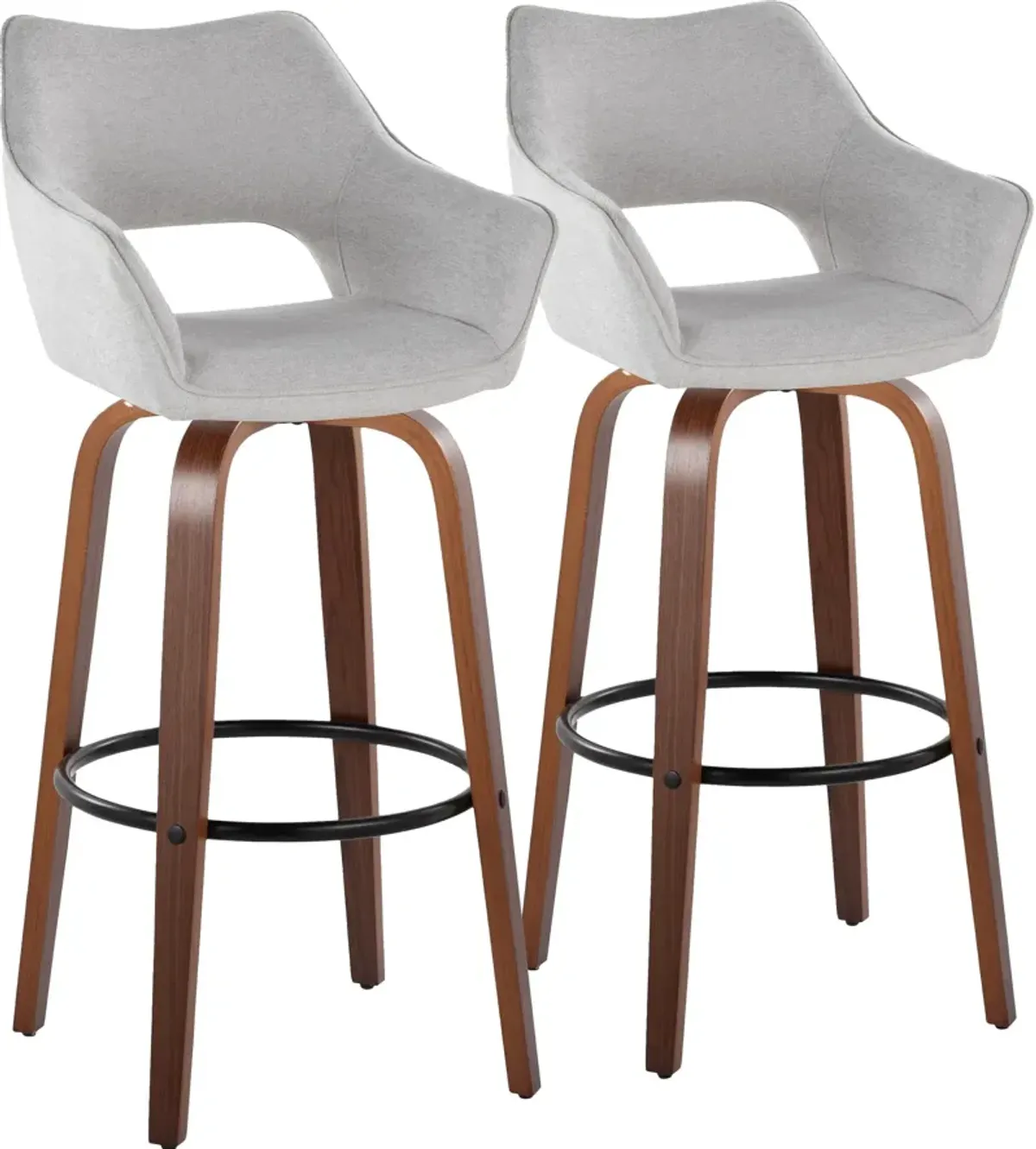 Casio Set of 2 Swivel Bar Stools - Gray/Light Walnut