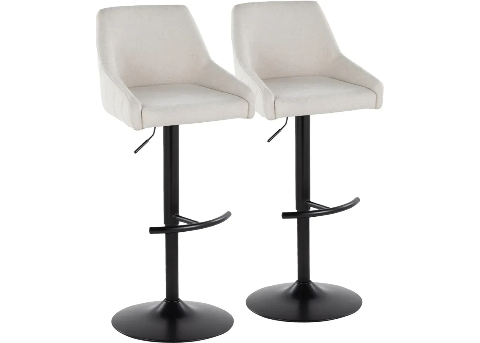 Neo Set of 2 Adjustable Swivel Bar Stools - Cream/Black