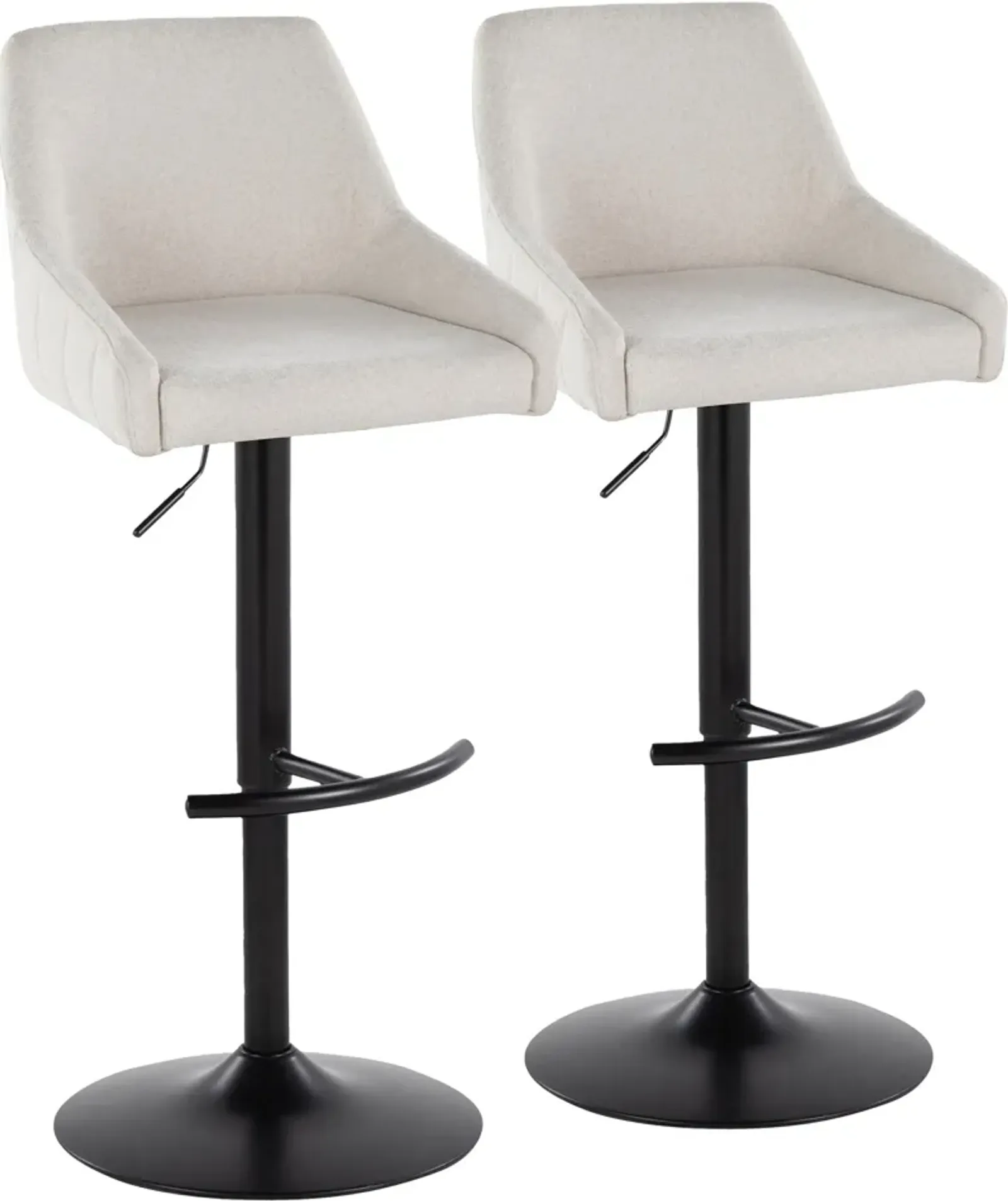 Neo Set of 2 Adjustable Swivel Bar Stools - Cream/Black