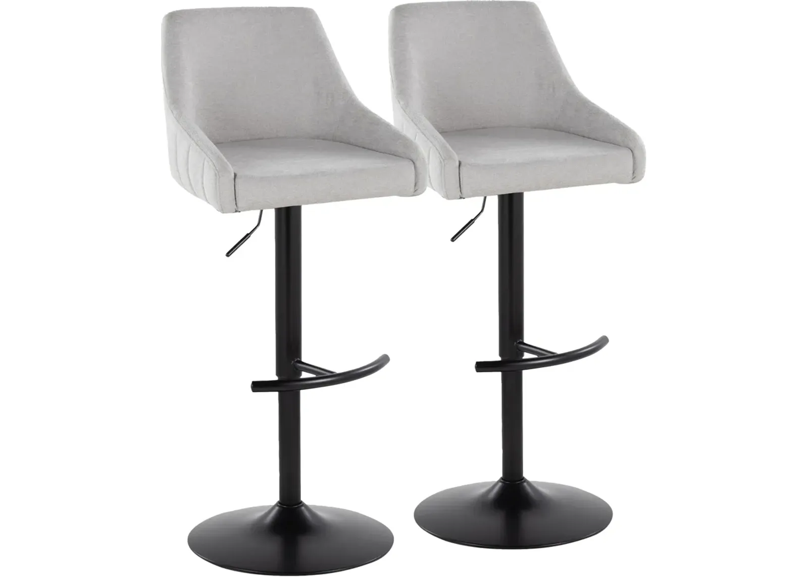 Neo Set of 2 Adjustable Swivel Bar Stools - Gray/Black