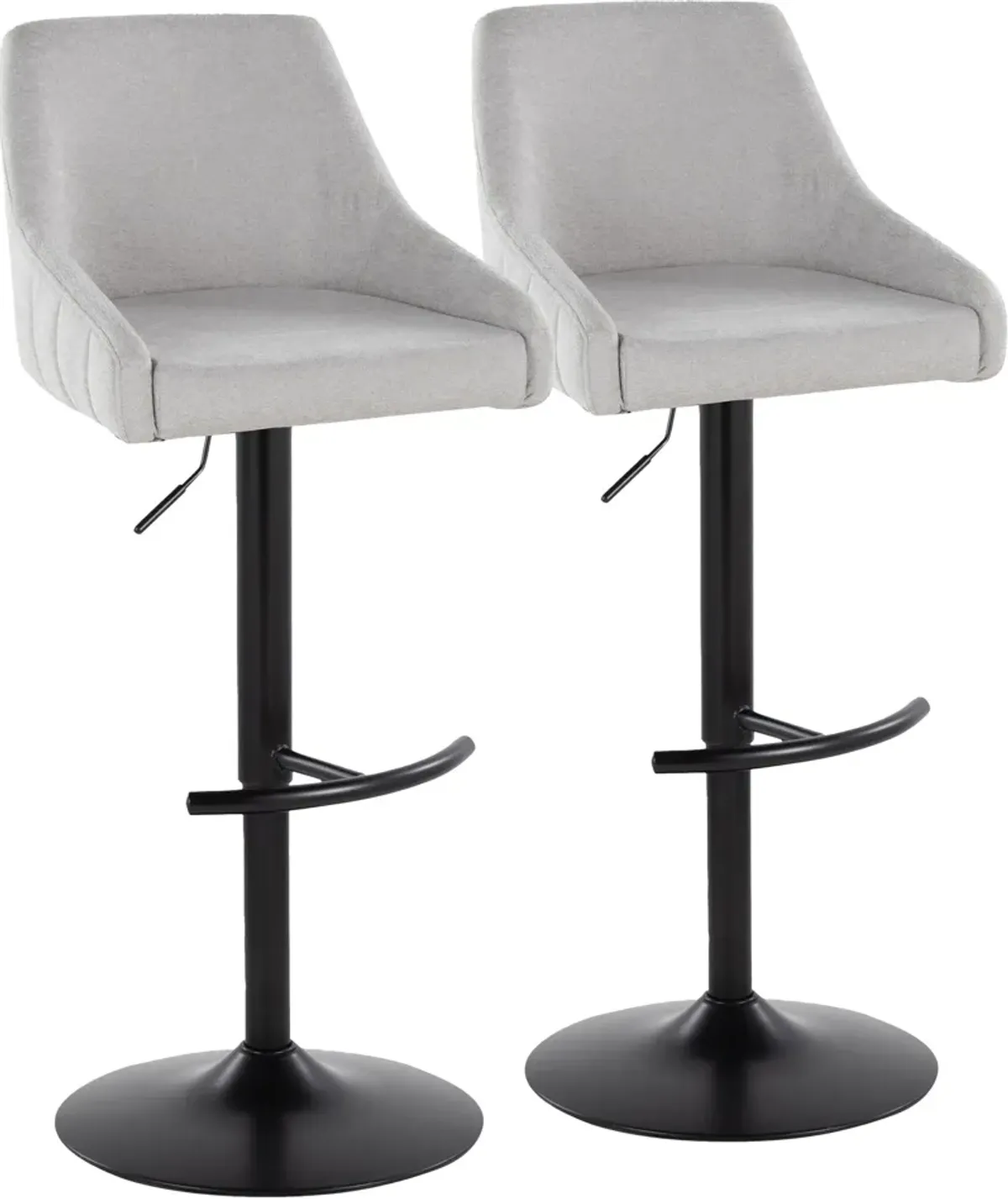 Neo Set of 2 Adjustable Swivel Bar Stools - Gray/Black