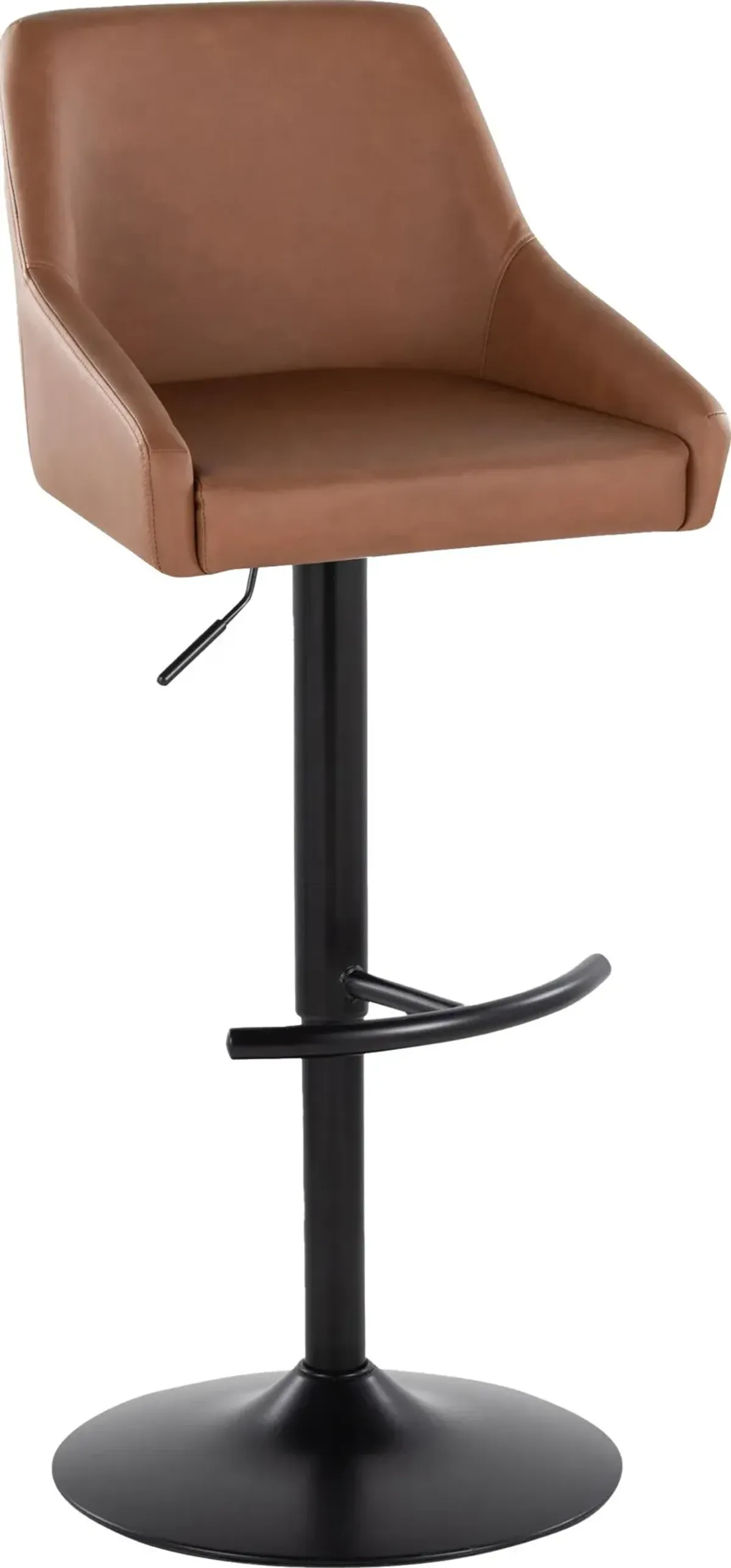 Neo Set of 2 Adjustable Swivel Bar Stools - Brown Vegan Leather/Black