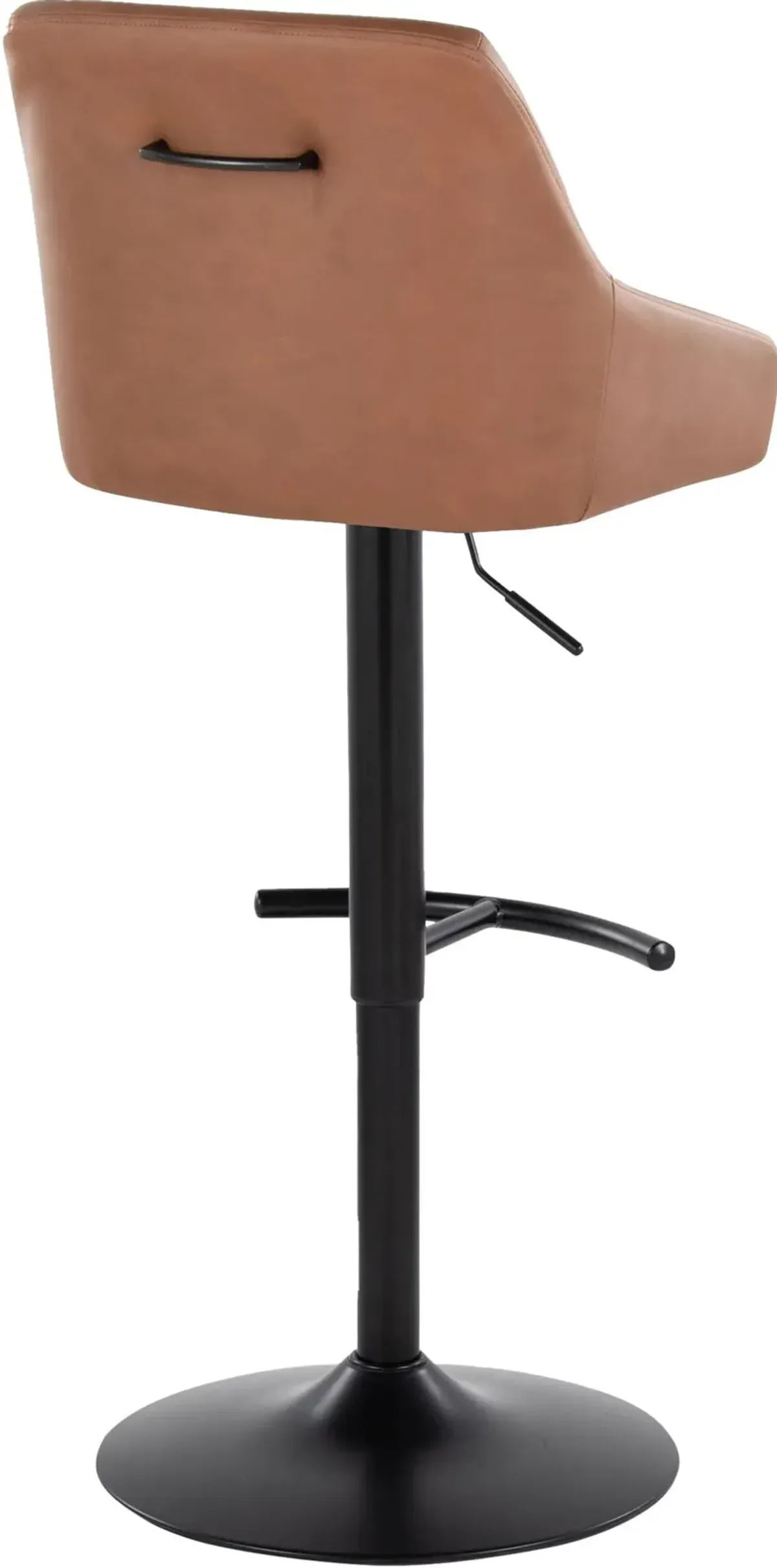 Neo Set of 2 Adjustable Swivel Bar Stools - Brown Vegan Leather/Black