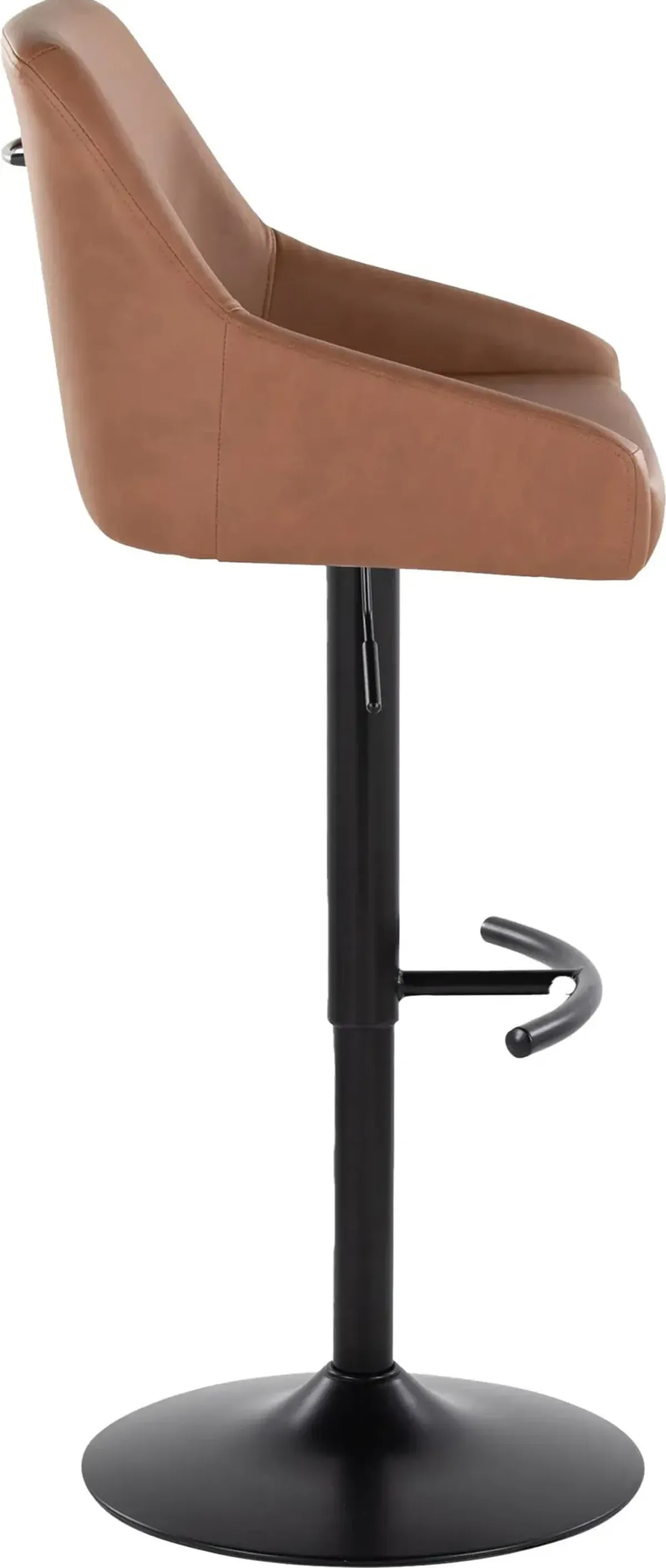 Neo Set of 2 Adjustable Swivel Bar Stools - Brown Vegan Leather/Black