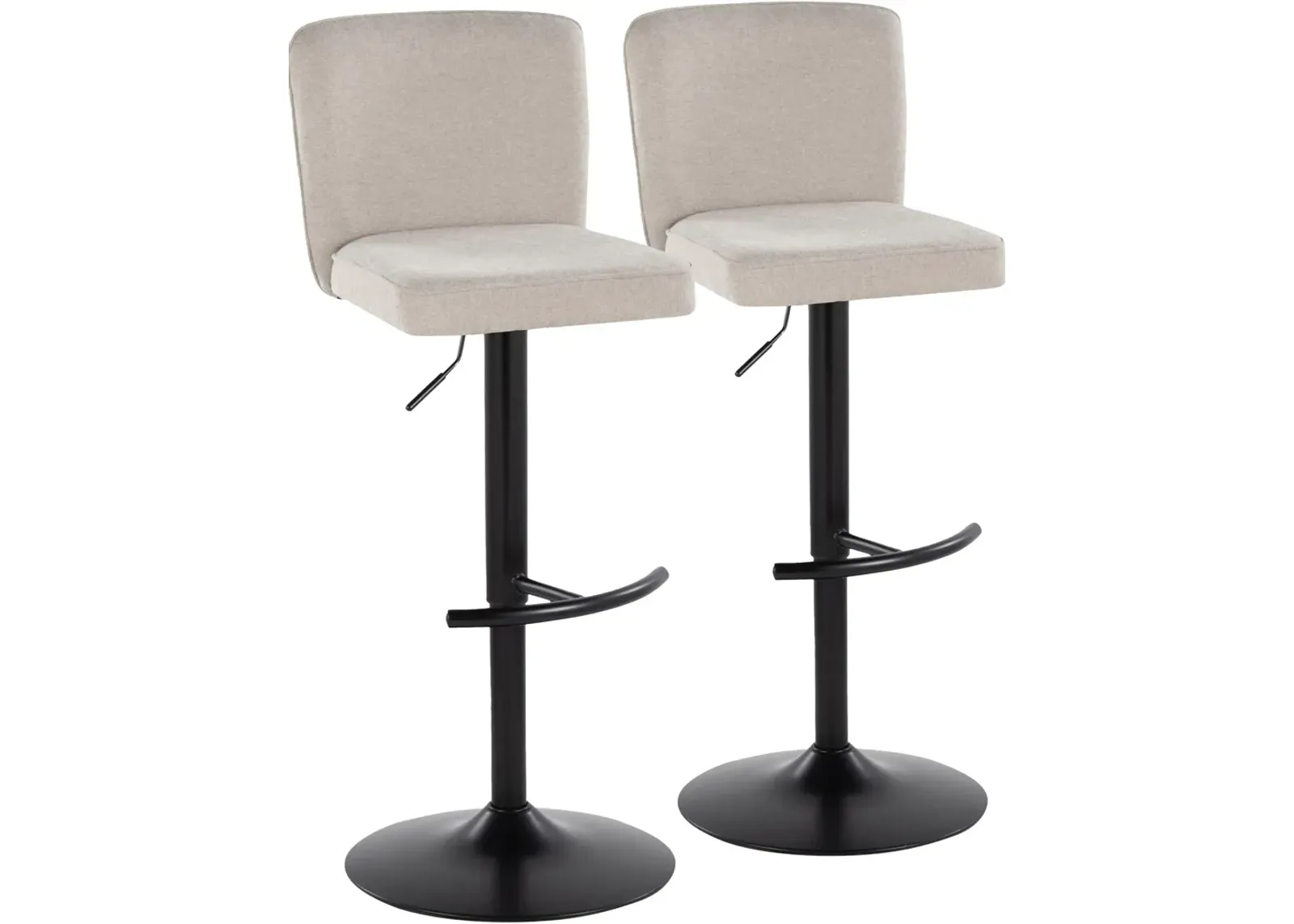 Robby Set of 2 Adjustable Swivel Bar Stools - Beige/Black