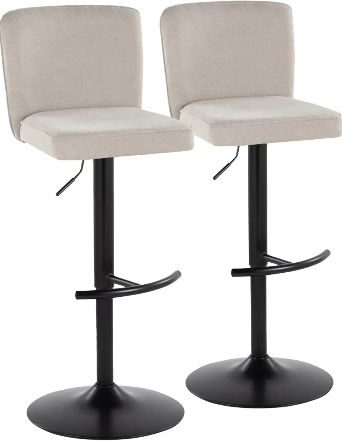 Robby Set of 2 Adjustable Swivel Bar Stools - Beige/Black