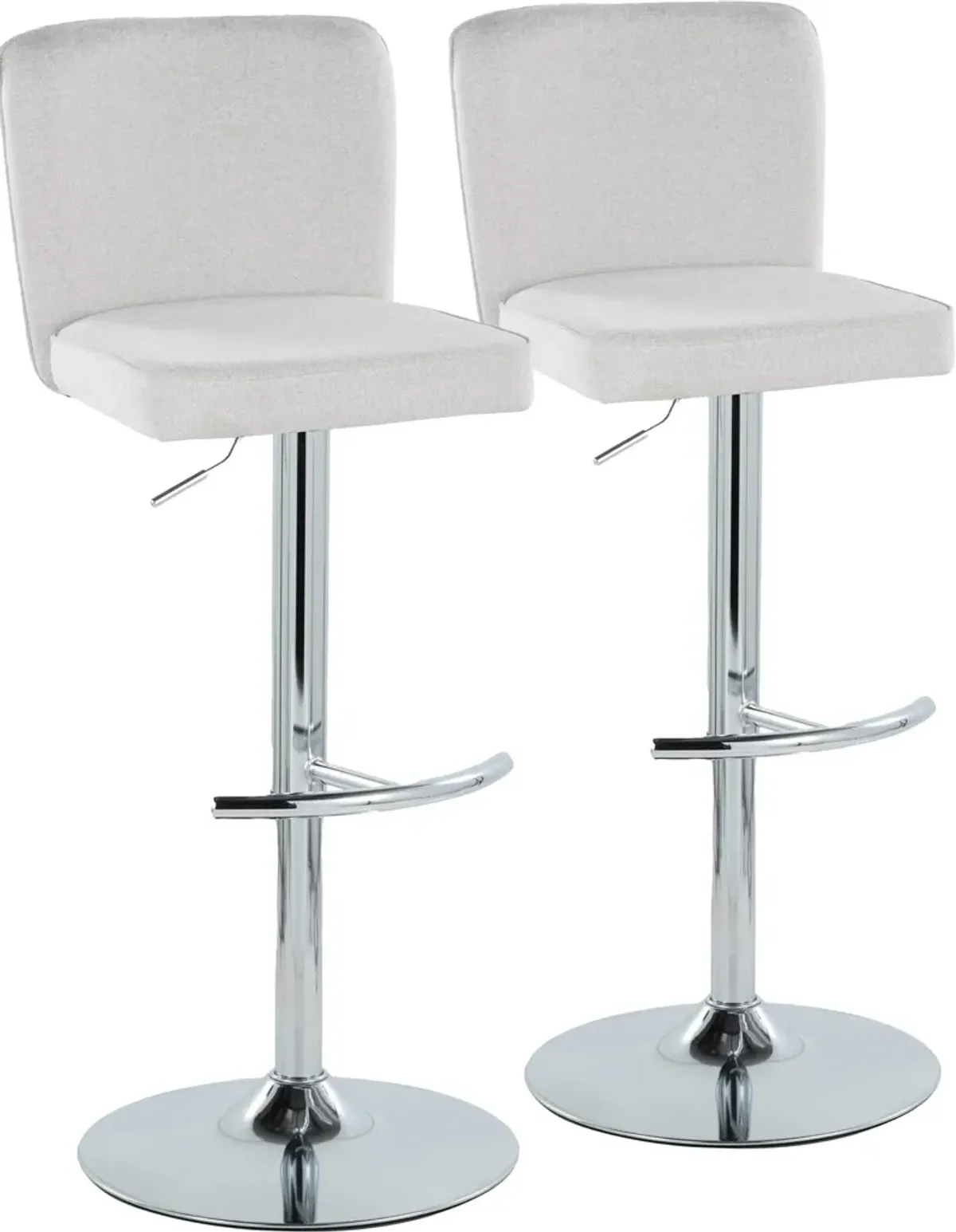 Robby Set of 2 Adjustable Swivel Bar Stools - White/Chrome