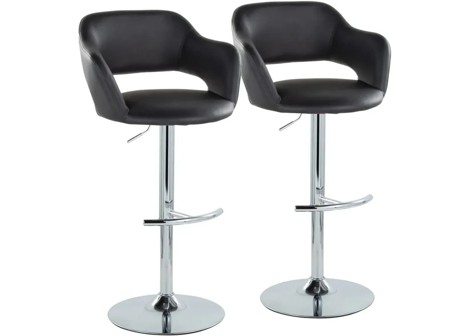 Daina Set of 2 Adjustable Swivel Bar Stools - Black/Chrome