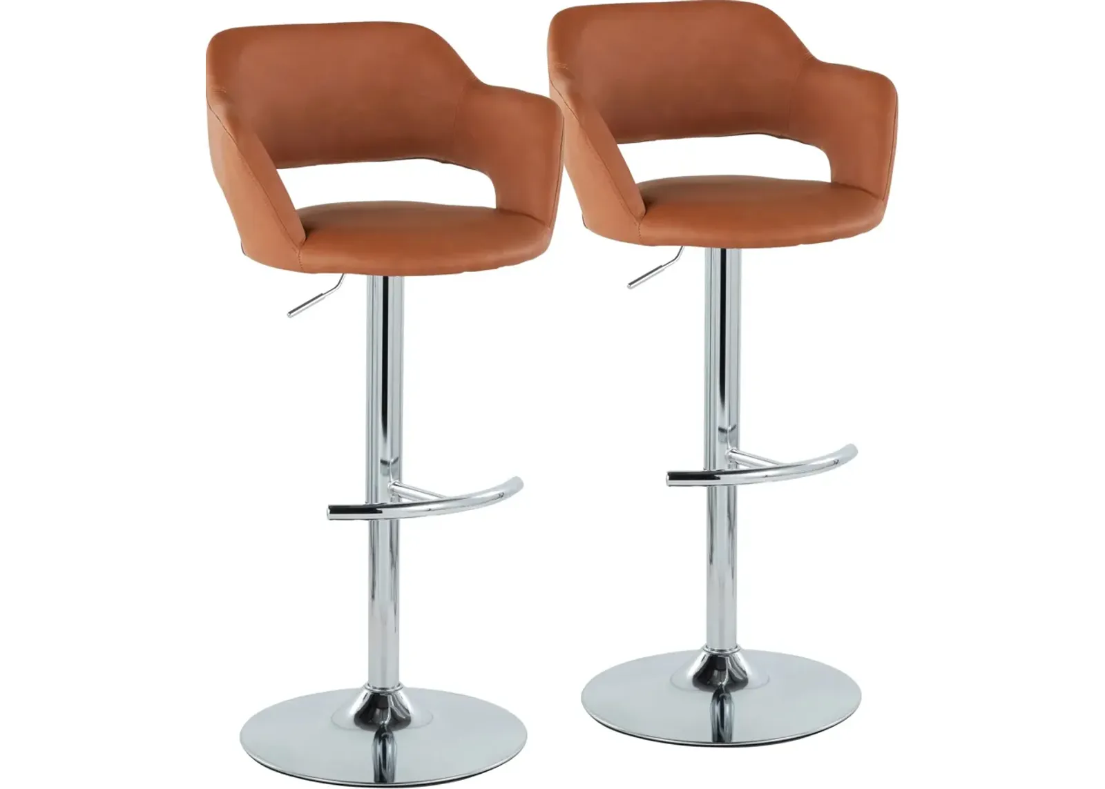 Daina Set of 2 Adjustable Swivel Bar Stools - Brown/Chrome