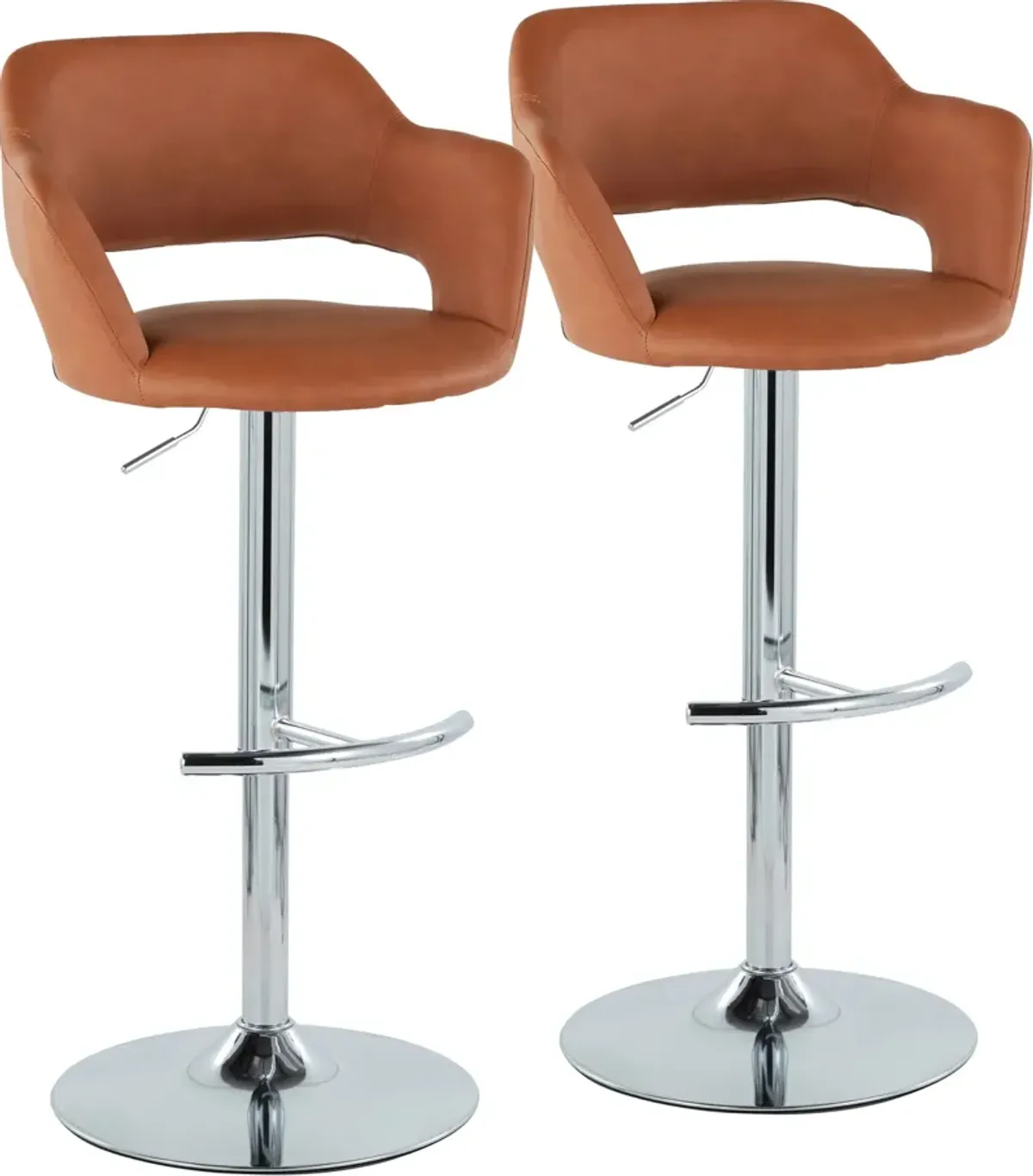 Daina Set of 2 Adjustable Swivel Bar Stools - Brown/Chrome