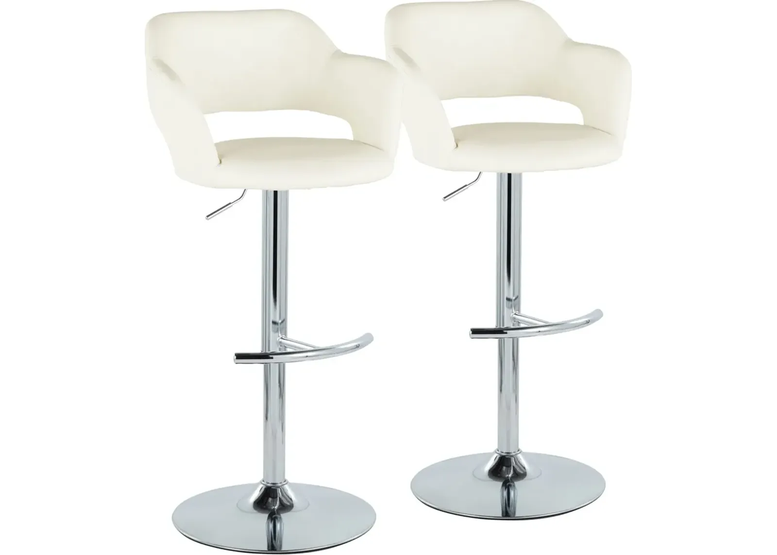 Daina Set of 2 Adjustable Swivel Bar Stools - Cream/Chrome