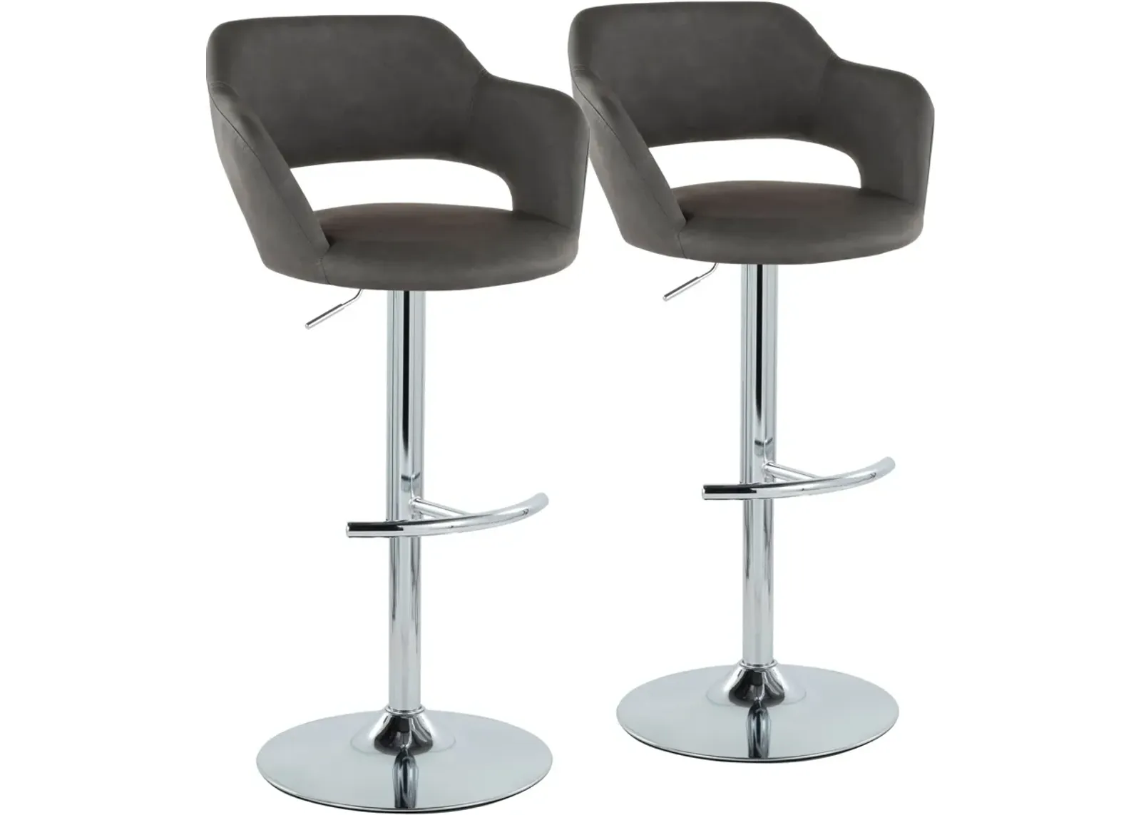 Daina Set of 2 Adjustable Swivel Bar Stools - Gray/Chrome