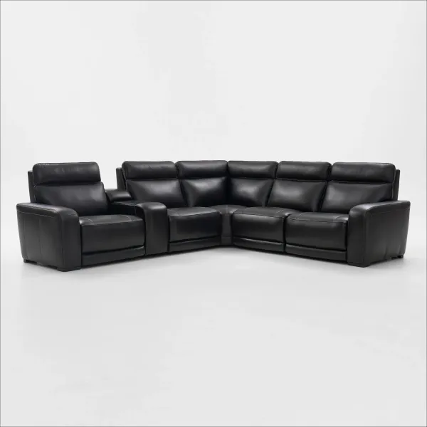 Summit Triple-Power 6-Piece Reclining Sectional with Immersive Sound and Console - Black