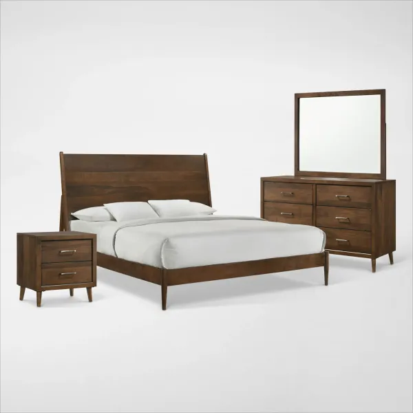 Midtown 6-Piece Panel Bedroom Set with Dresser, Mirror and Nightstand  - King