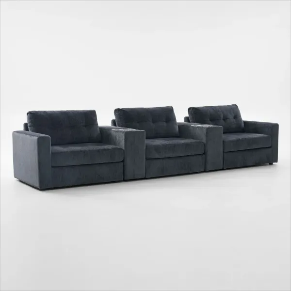 Martino 5-Piece Sectional with Bluetooth Console - Midnight