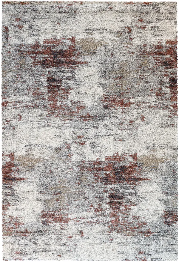 Tatum Shag Area Rug - 5' x 8'   Ivory/Red