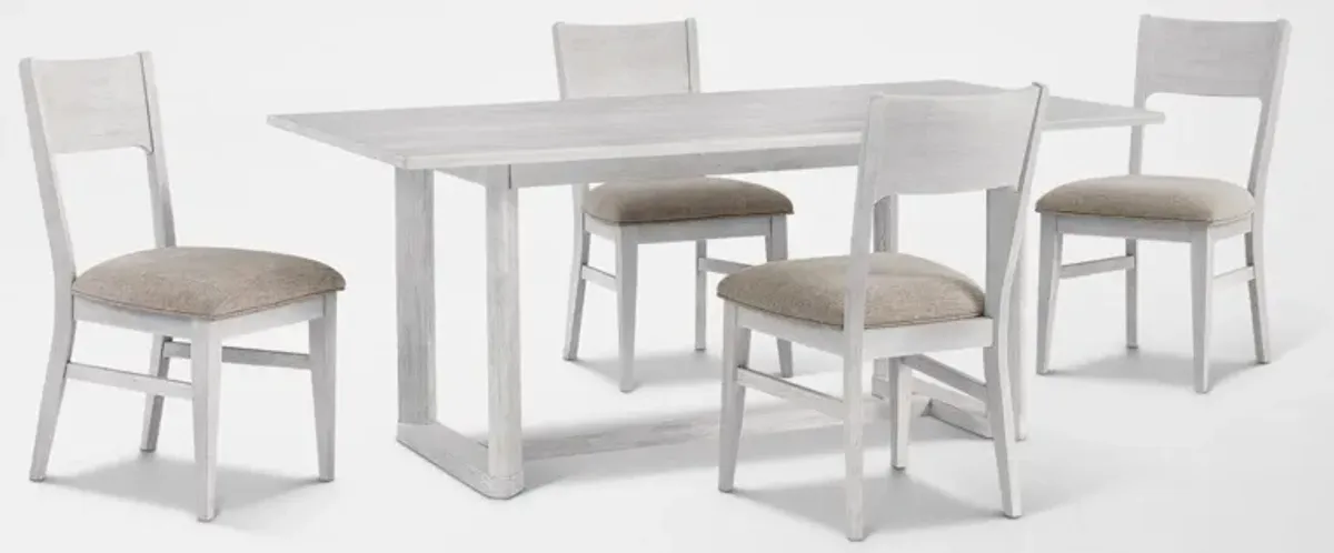 Boca Solid Wood Dining Table and 4 Dining Chairs - White