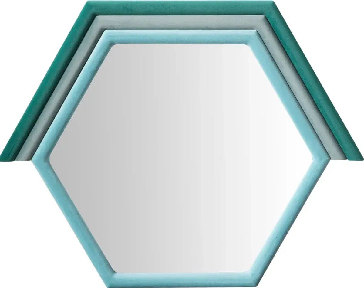 Kaia Prism Velvet Wall Mirror - Aqua