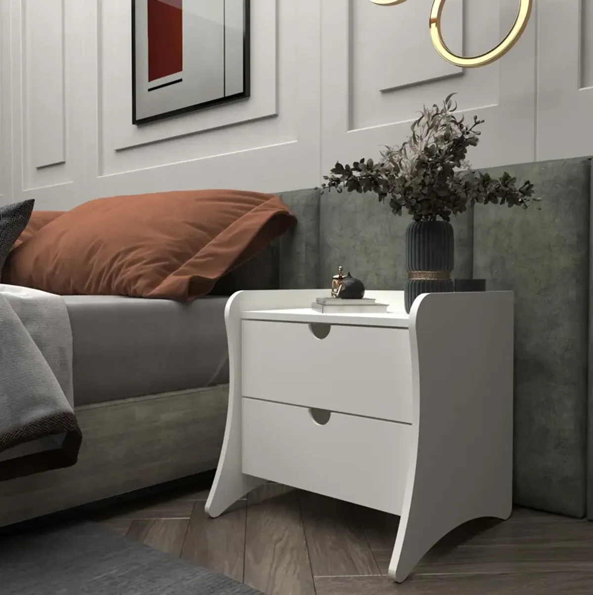 Mulberry 2-Drawer Nightstand - White