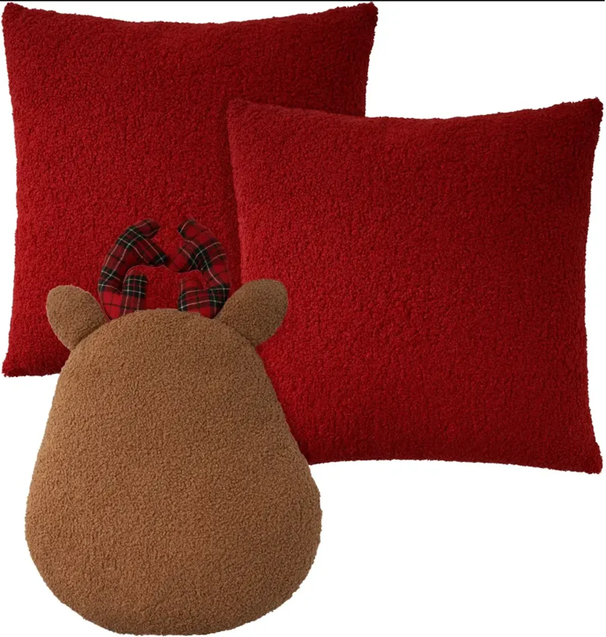 Plaid Reindeer Accent Pillow Set