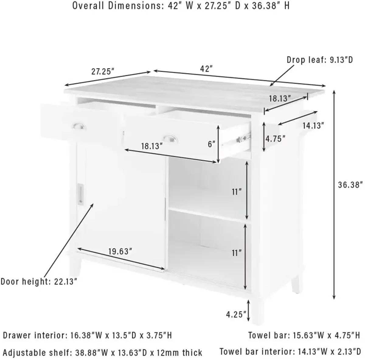 Cutler Drop-Leaf Kitchen Island