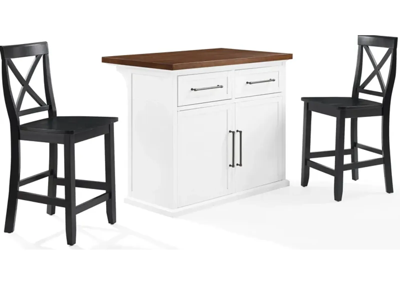 Popeye Kitchen Island and Set of 2 X-Back Stools