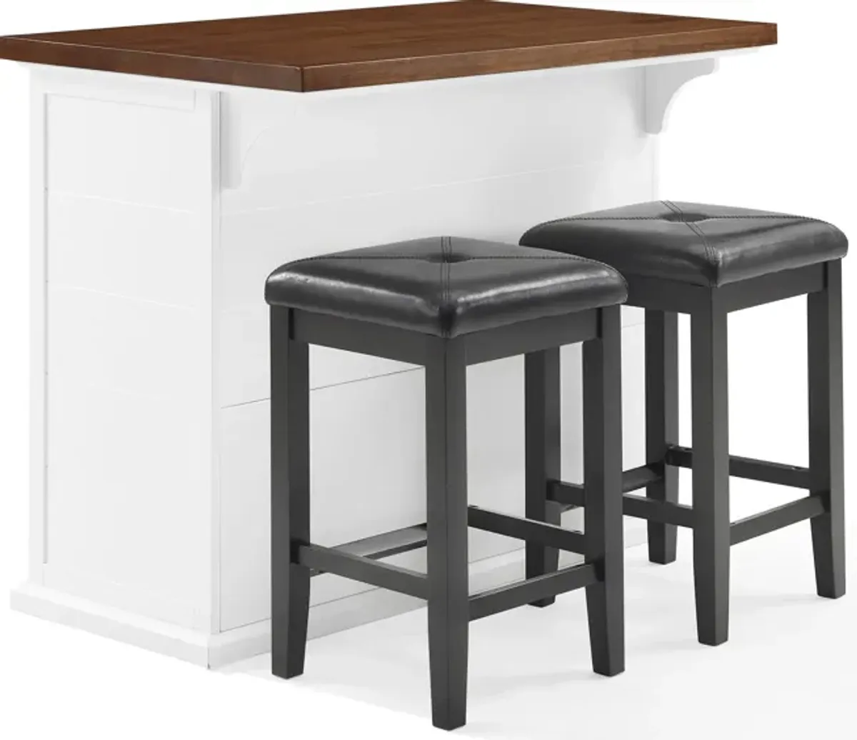 Popeye Kitchen Island and Set of 2 Stools