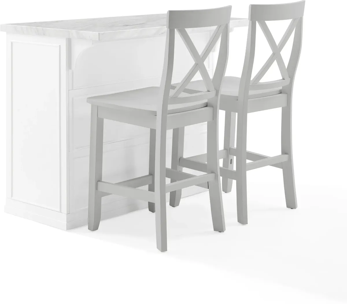 Cassai Kitchen Island and Set of 2 X-Back Stools