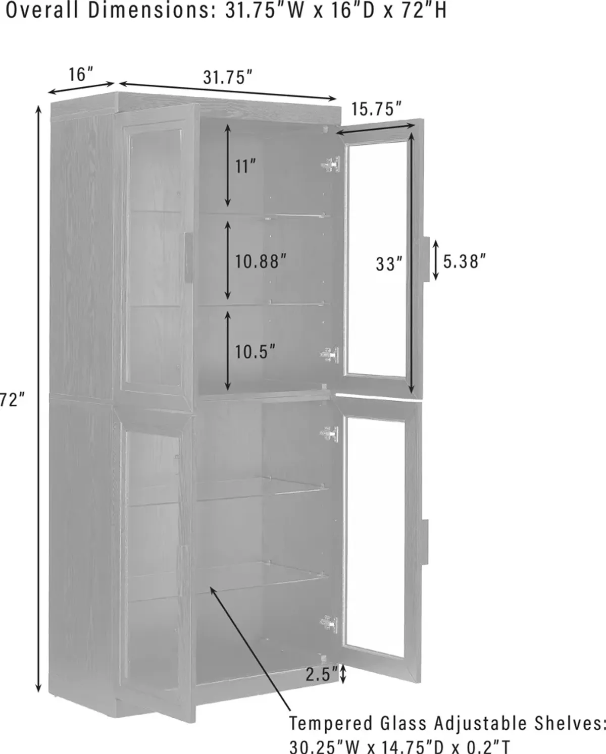 Whitney Pantry with Glass Doors